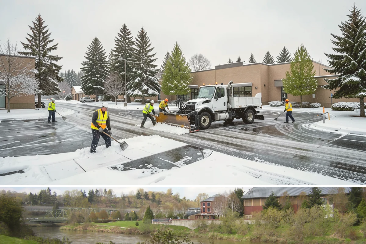 Corporate Campus Snow Removal in Tukwila, King County, WA - Campus demand runs December through February, with foothill locations sometimes needing March coverage.