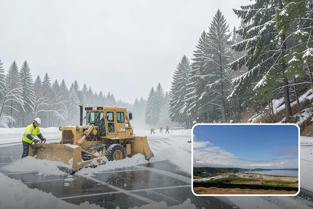 Corporate Campus Snow Removal in University Place, Pierce County, WA - Internal roads and garage ramps prioritized