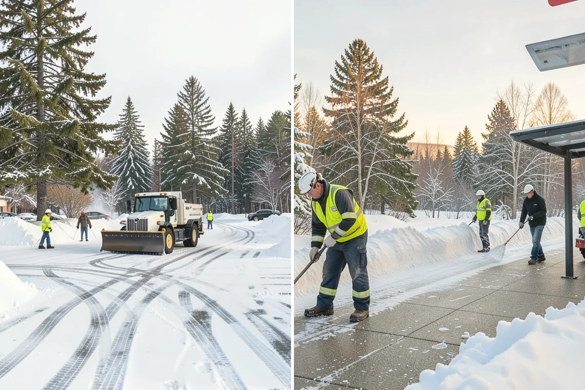 Corporate Campus Snow Removal in University Place, Pierce County, WA - Divide the campus into road, garage, and pedestrian zones