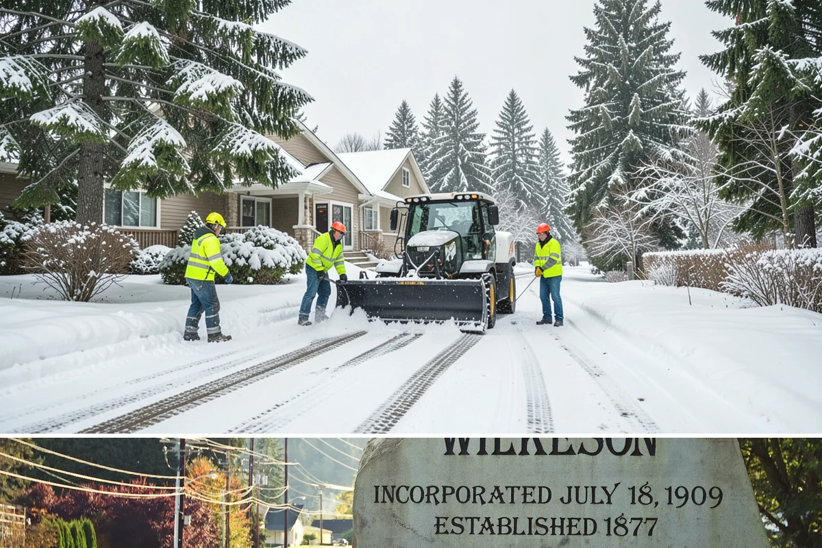 Corporate Campus Snow Removal in Wilkeson, Pierce County, WA - Campus demand runs December through February, with foothill locations sometimes needing March coverage.