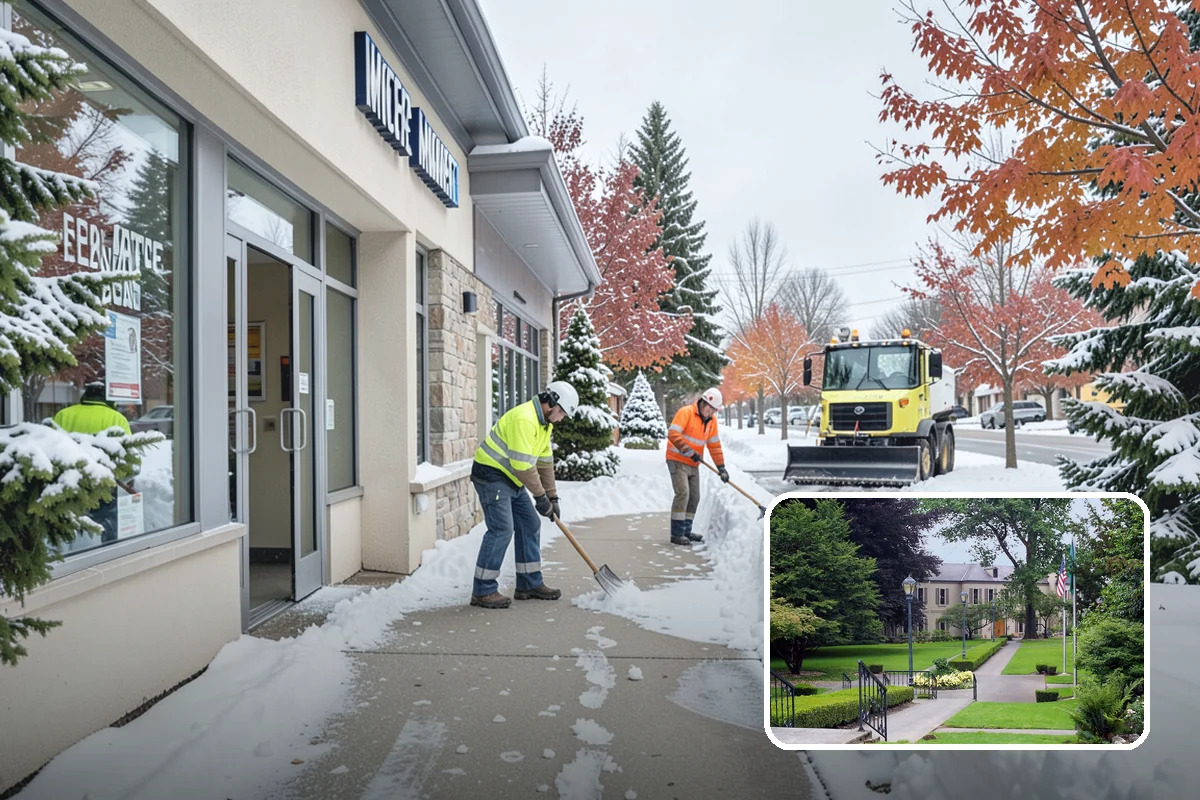 Corporate Campus Snow Removal in Woodinville, King County, WA - Internal roads and garage ramps prioritized