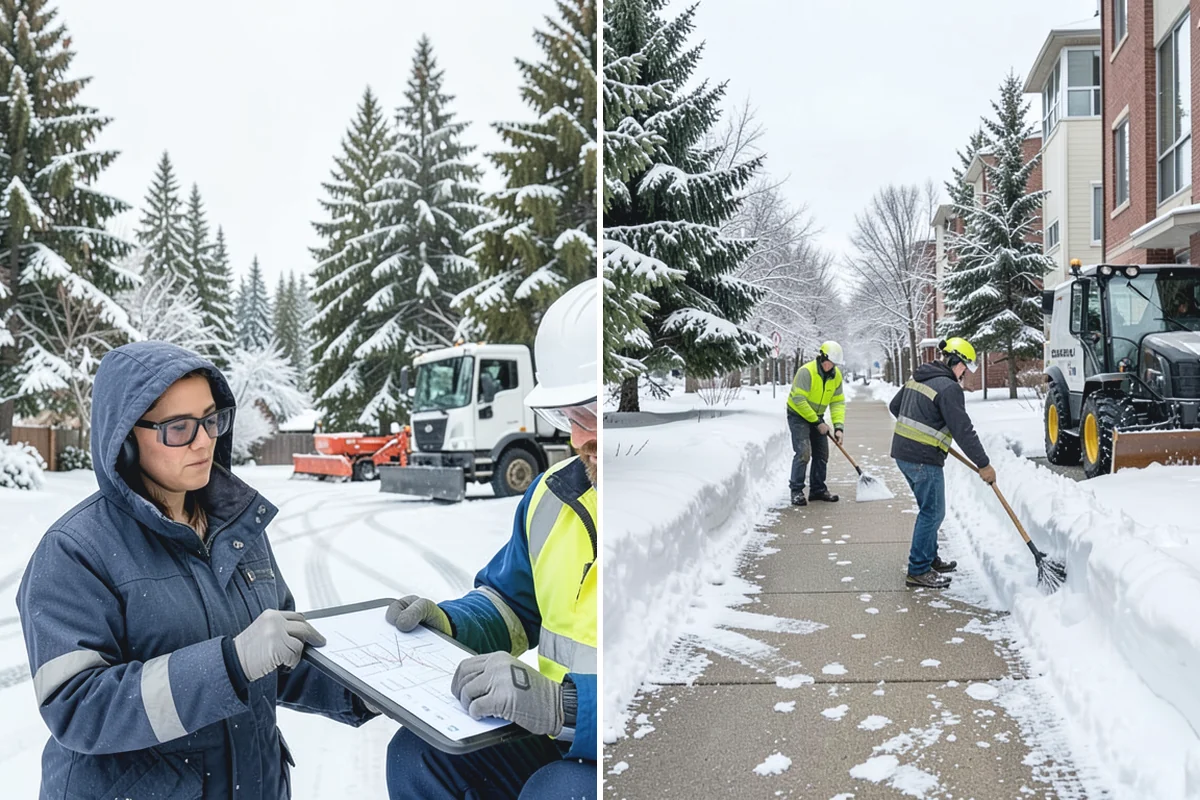Corporate Campus Snow Removal in Woodinville, King County, WA - Divide the campus into road, garage, and pedestrian zones