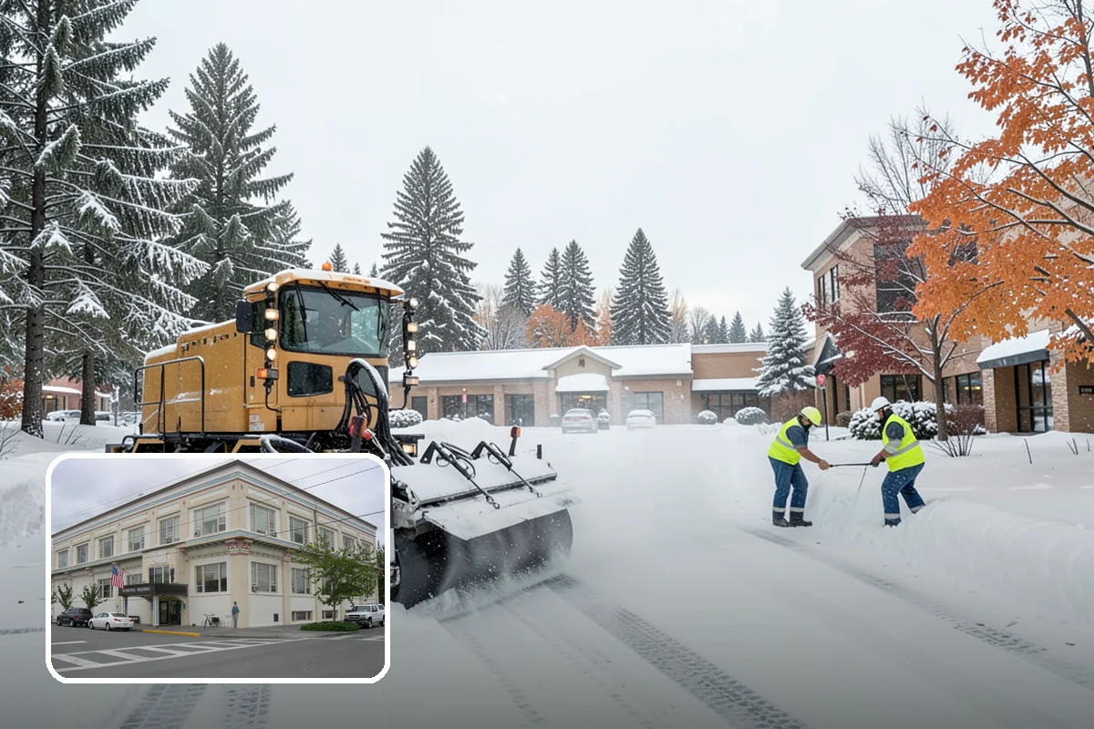 Courtyard Clearing in Anacortes, Skagit County, WA - Clears snow trapped in shaded, wind-blocked courtyards