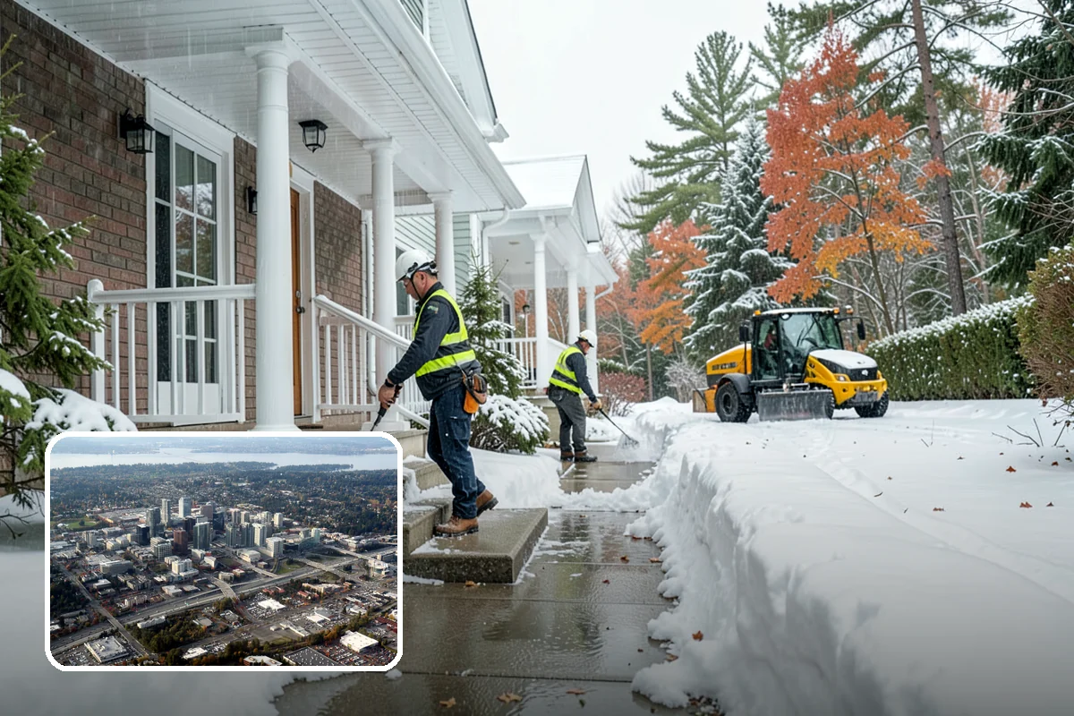 Courtyard Clearing in Bellevue, King County, WA - Clears snow trapped in shaded, wind-blocked courtyards