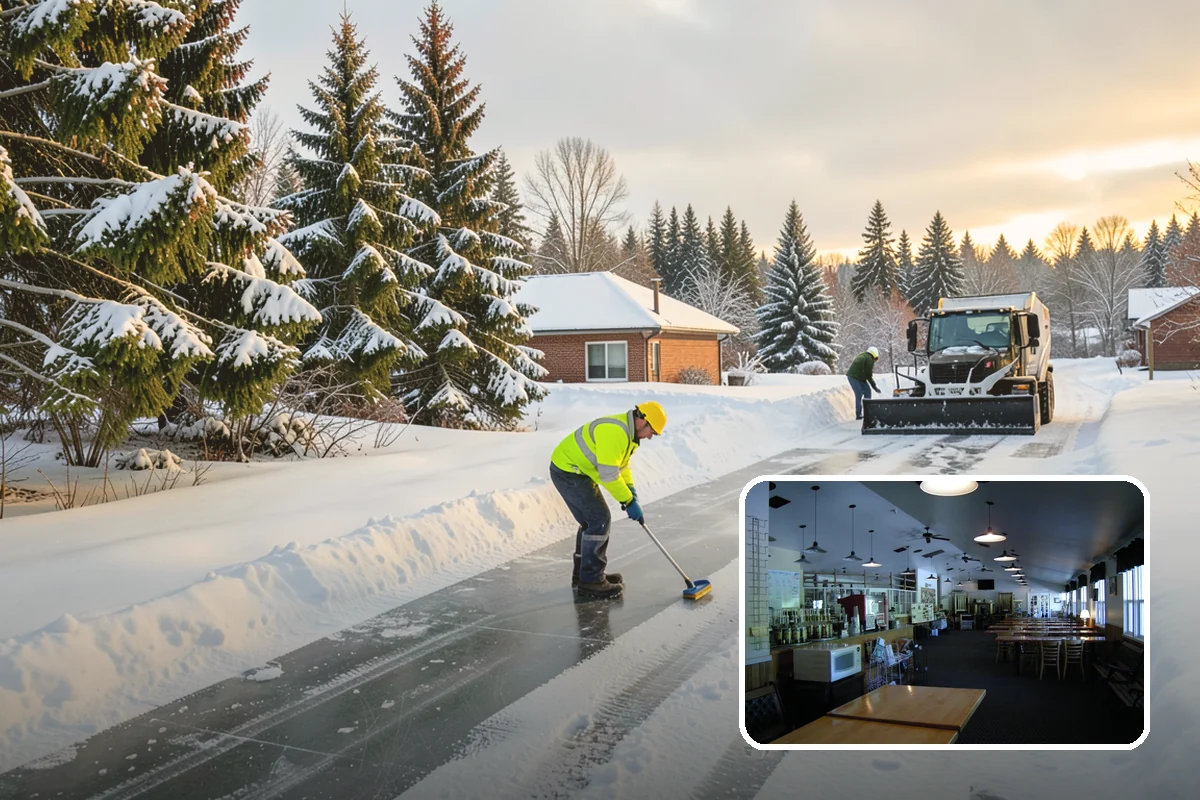 Courtyard Clearing in Black Diamond, King County, WA - Clears snow trapped in shaded, wind-blocked courtyards