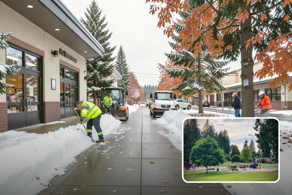 Courtyard Clearing in Bonney Lake, Pierce County, WA - Clears snow trapped in shaded, wind-blocked courtyards