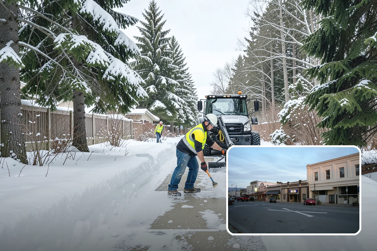 Courtyard Clearing in Burlington, Skagit County, WA - Clears snow trapped in shaded, wind-blocked courtyards