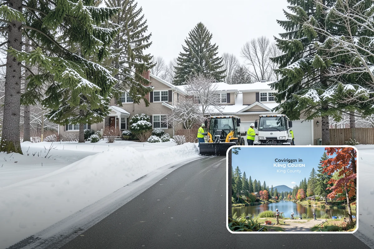 Courtyard Clearing in Covington, King County, WA - Clears snow trapped in shaded, wind-blocked courtyards