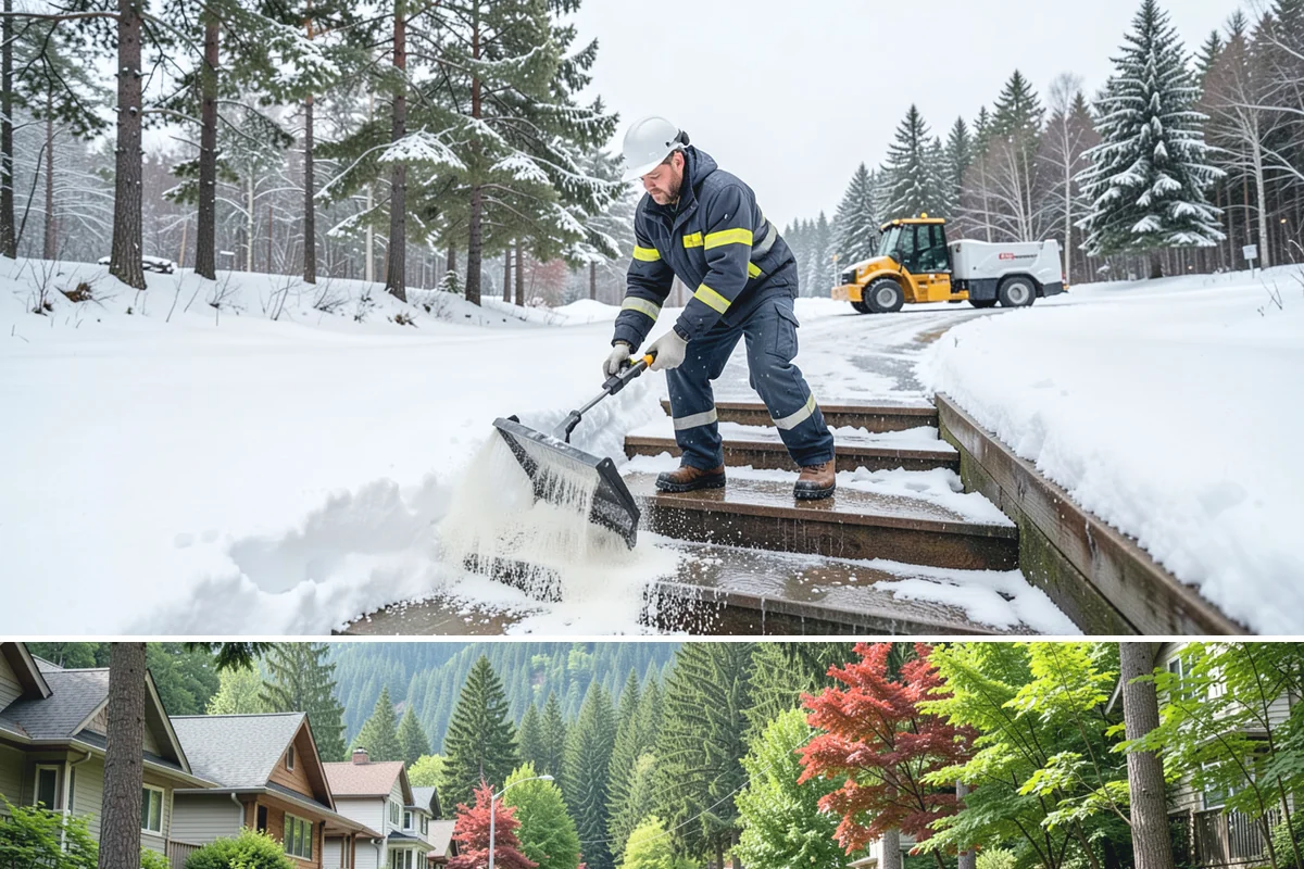 Courtyard Clearing in Darrington, Snohomish County, WA - Book courtyard clearing for each snow event of the lowland season, which runs roughly late November through February.