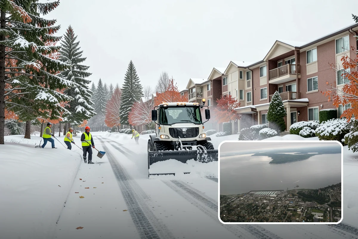 Courtyard Clearing in Des Moines, King County, WA - Clears snow trapped in shaded, wind-blocked courtyards