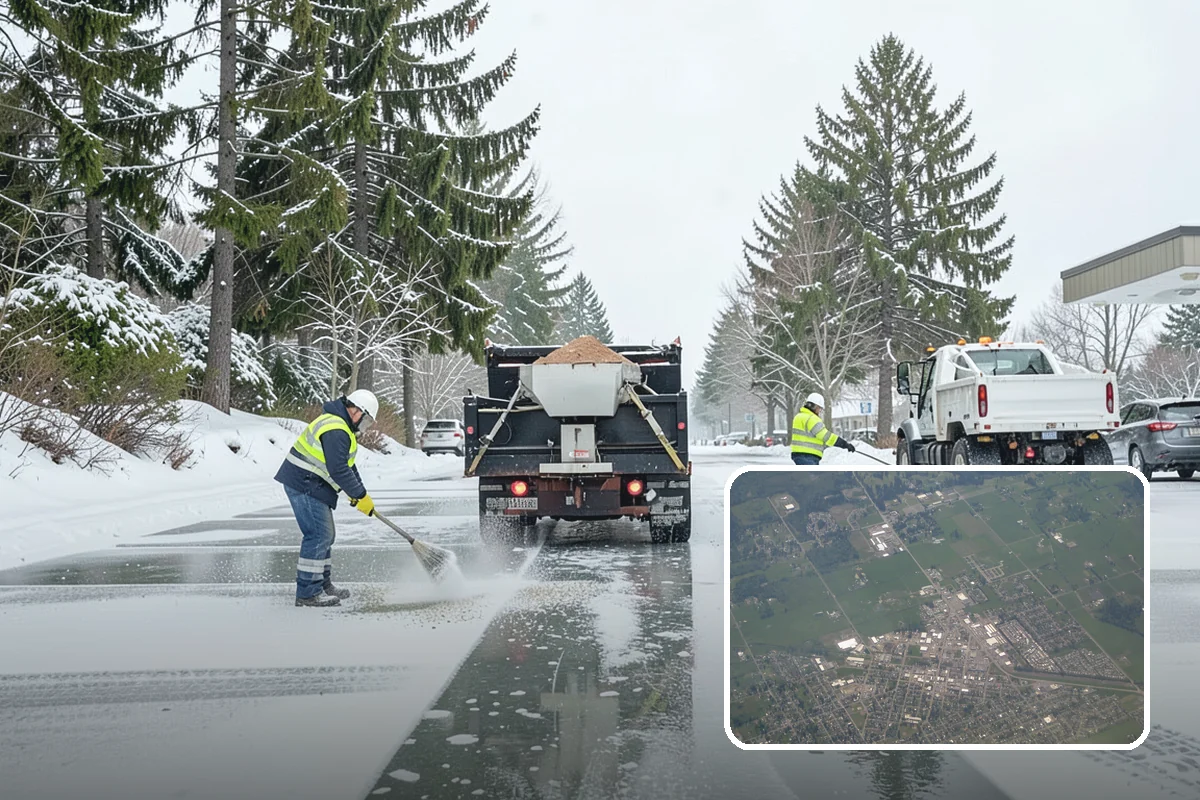 Courtyard Clearing in Enumclaw, King County, WA - Clears snow trapped in shaded, wind-blocked courtyards