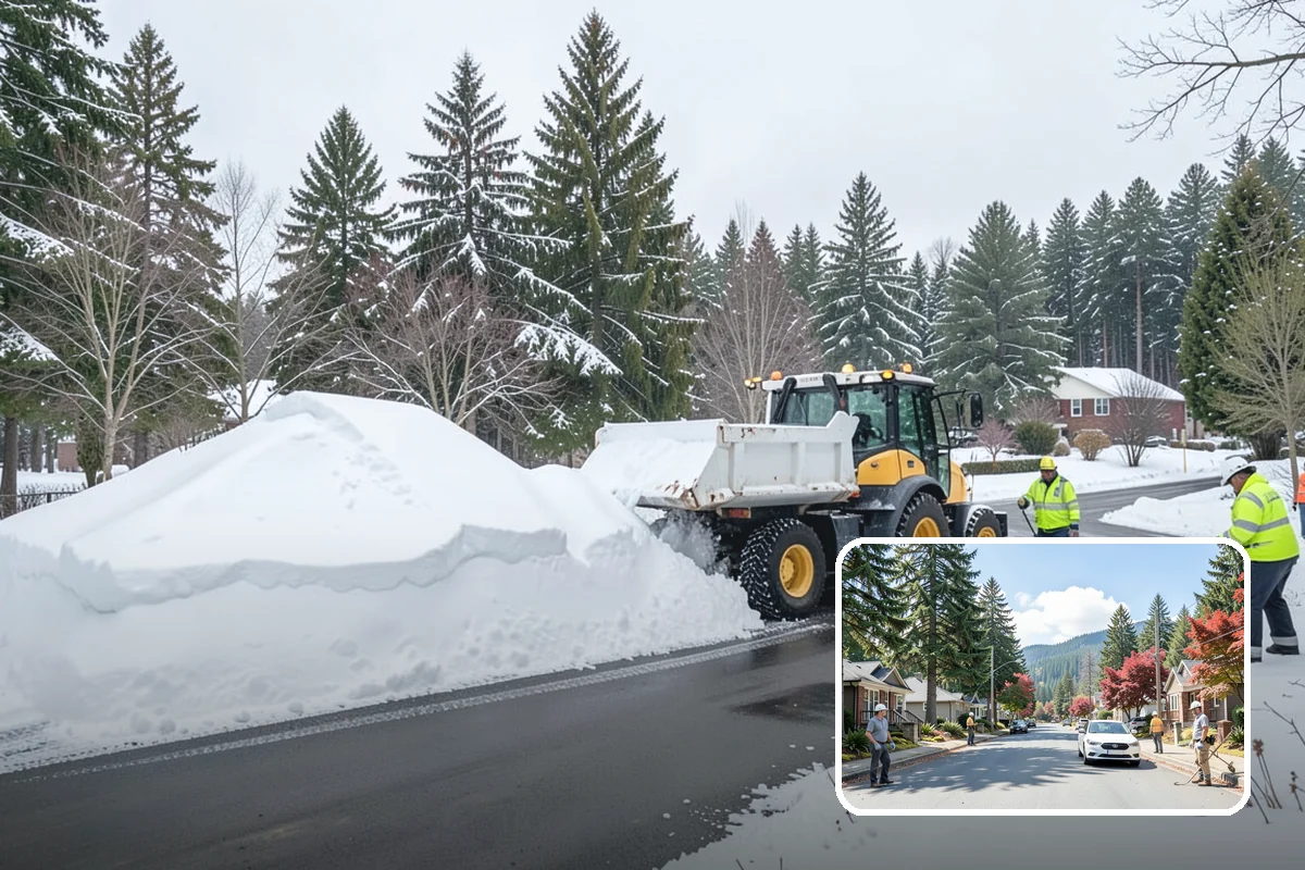 Courtyard Clearing in Hunts Point, King County, WA - Clears snow trapped in shaded, wind-blocked courtyards
