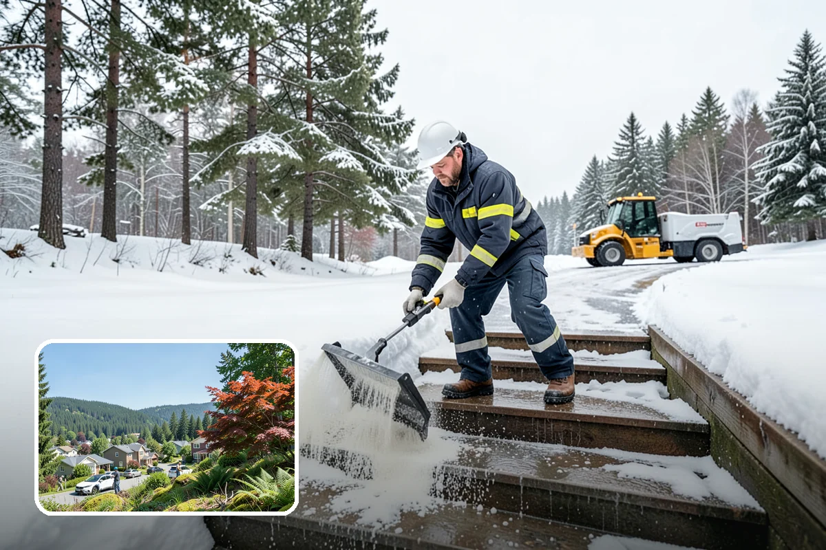 Courtyard Clearing in Index, Snohomish County, WA - Clears snow trapped in shaded, wind-blocked courtyards