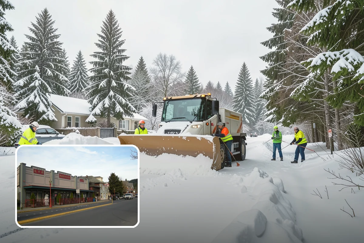 Courtyard Clearing in Issaquah, King County, WA - Clears snow trapped in shaded, wind-blocked courtyards