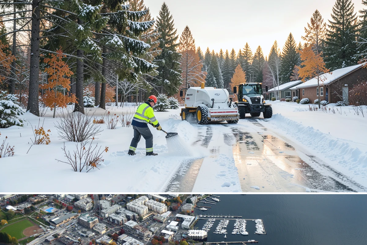 Courtyard Clearing in Kirkland, King County, WA - Book courtyard clearing for each snow event of the lowland season, which runs roughly late November through February.