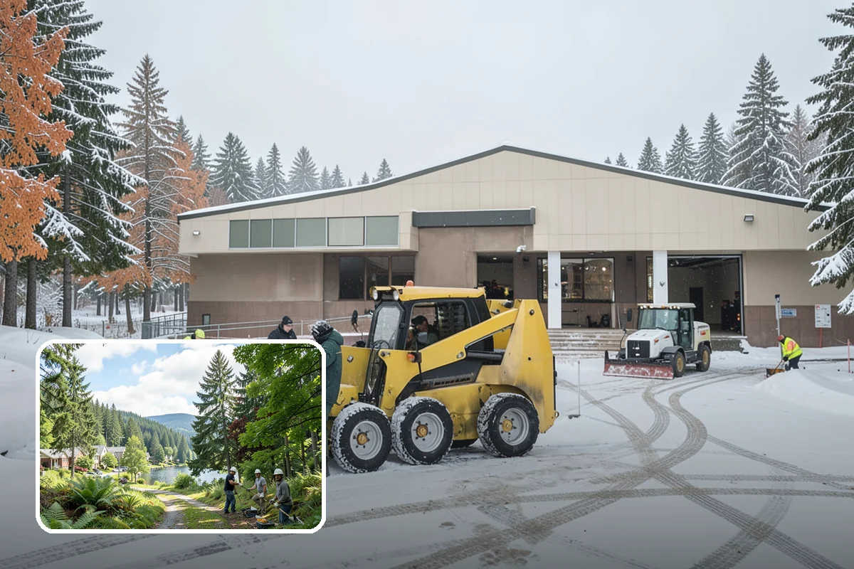 Courtyard Clearing in Lake Forest Park, King County, WA - Clears snow trapped in shaded, wind-blocked courtyards