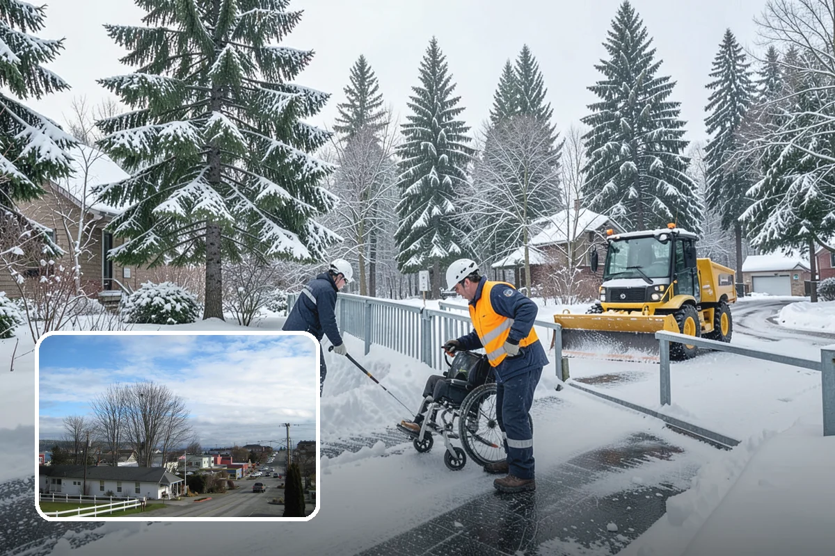Courtyard Clearing in Langley, Island County, WA - Clears snow trapped in shaded, wind-blocked courtyards