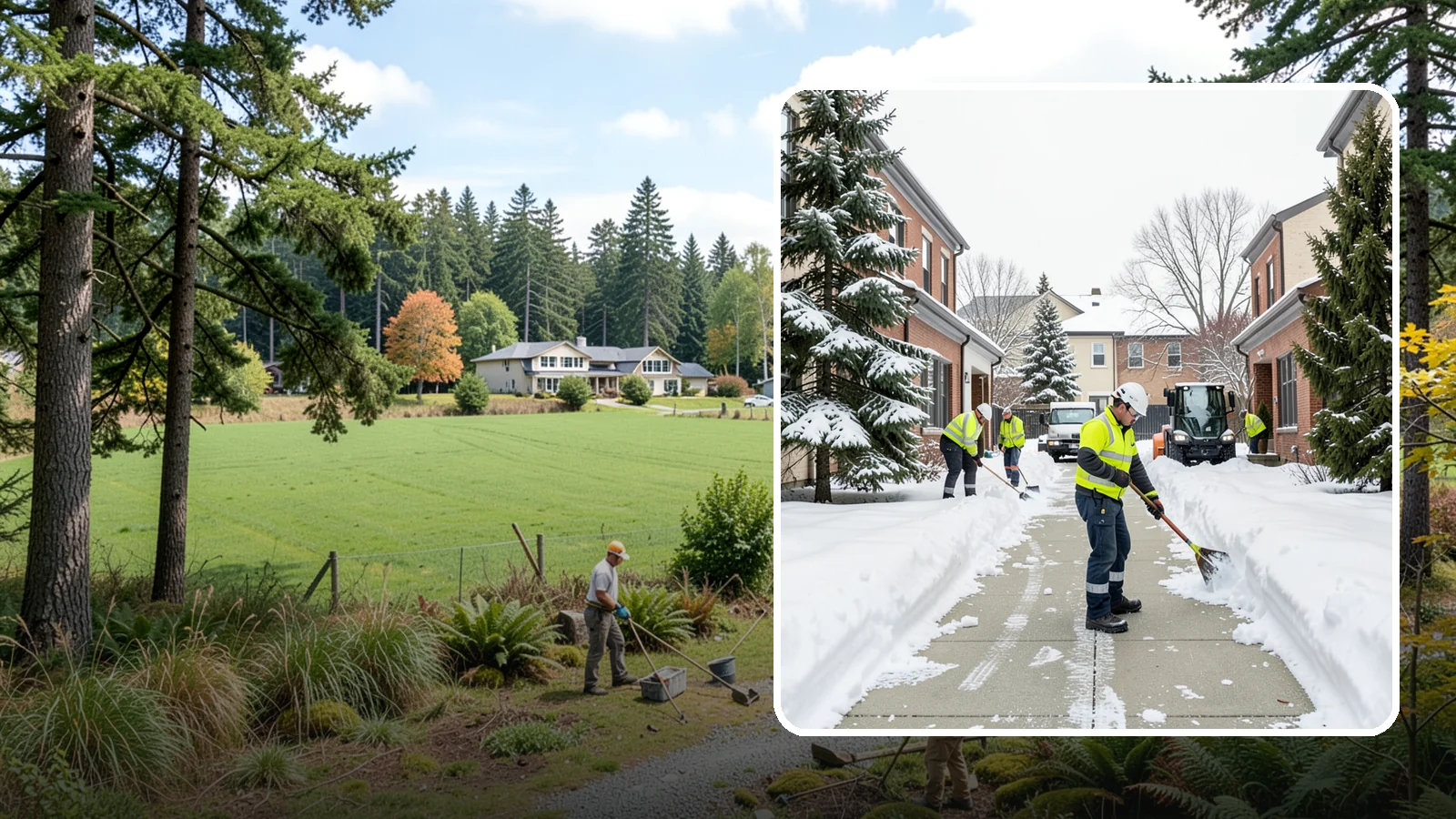 Courtyard Clearing in Lyman, Skagit County, WA - Clearing of enclosed courtyards where snow gets trapped between buildings and lingers well past the first thaw.