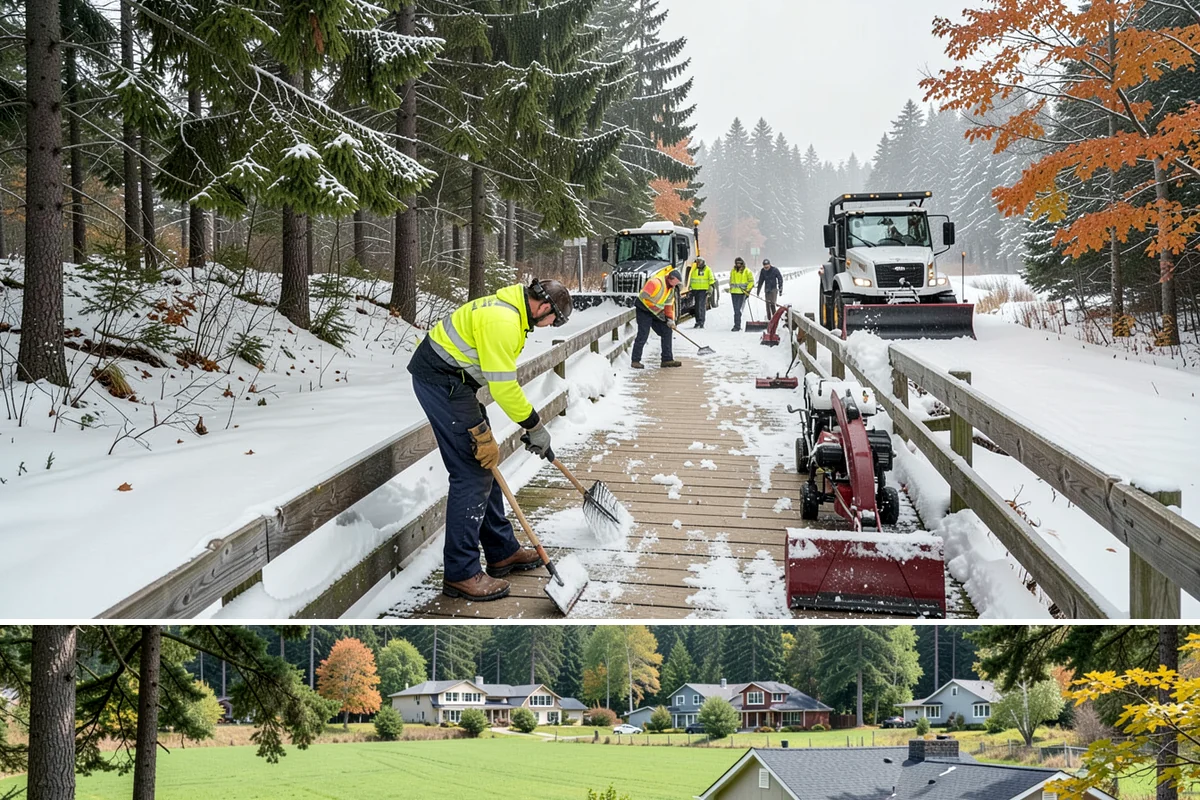 Courtyard Clearing in Lyman, Skagit County, WA - Book courtyard clearing for each snow event of the lowland season, which runs roughly late November through February.