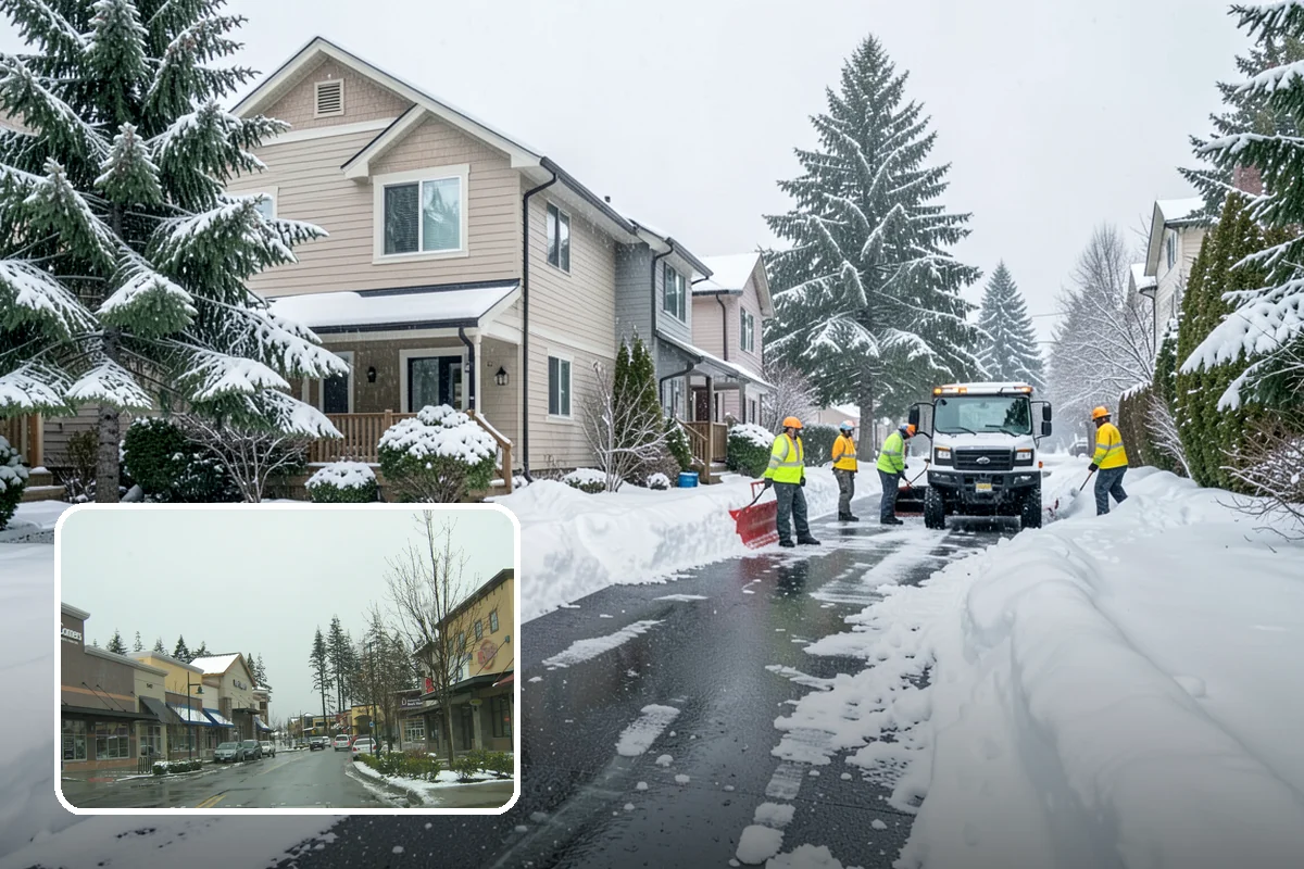 Courtyard Clearing in Mill Creek, Snohomish County, WA - Clears snow trapped in shaded, wind-blocked courtyards