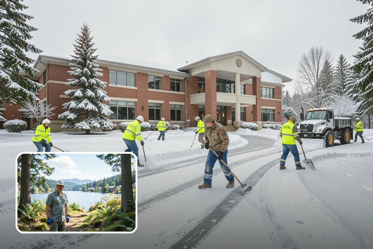 Courtyard Clearing in Milton, King County, WA - Clears snow trapped in shaded, wind-blocked courtyards