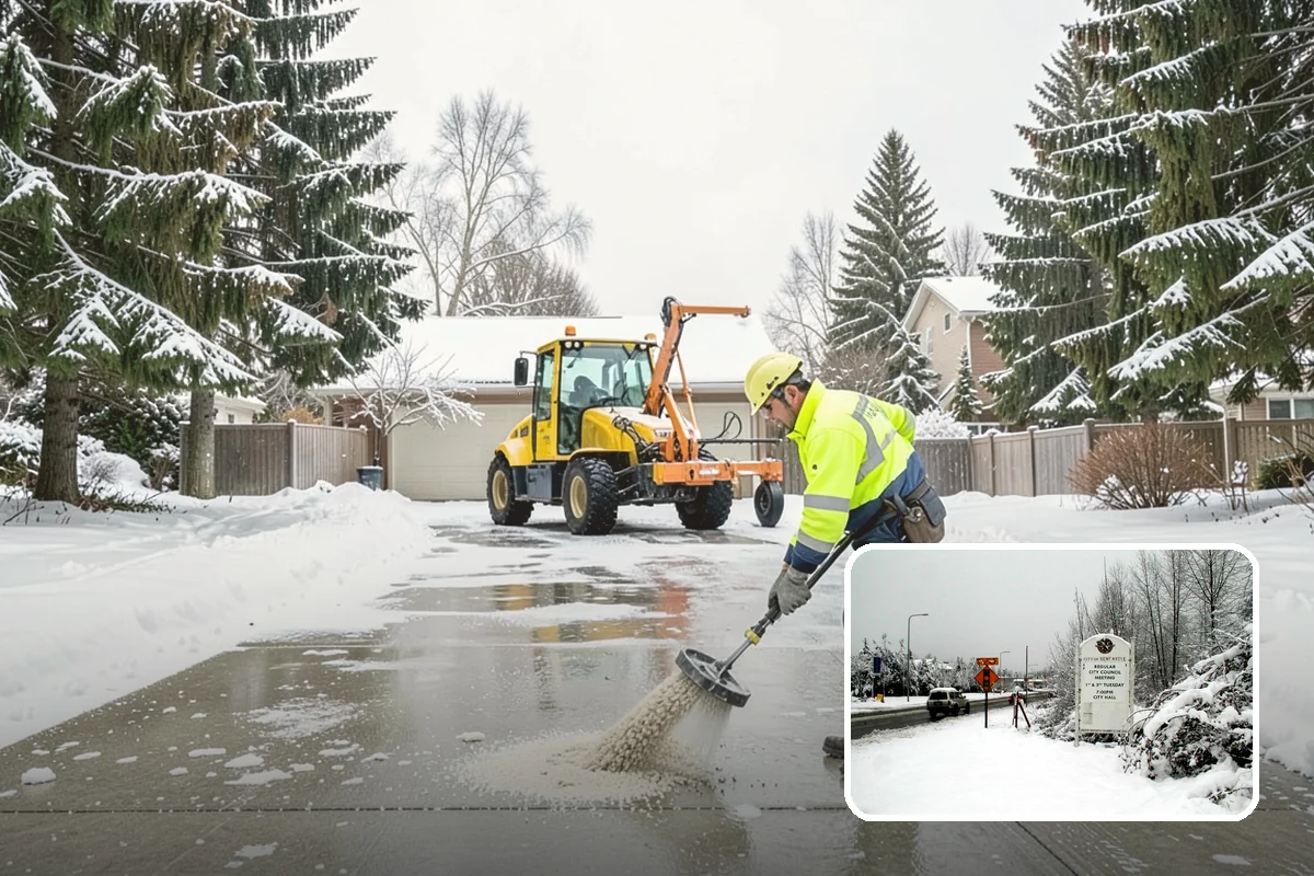 Courtyard Clearing in Newcastle, King County, WA - Clears snow trapped in shaded, wind-blocked courtyards