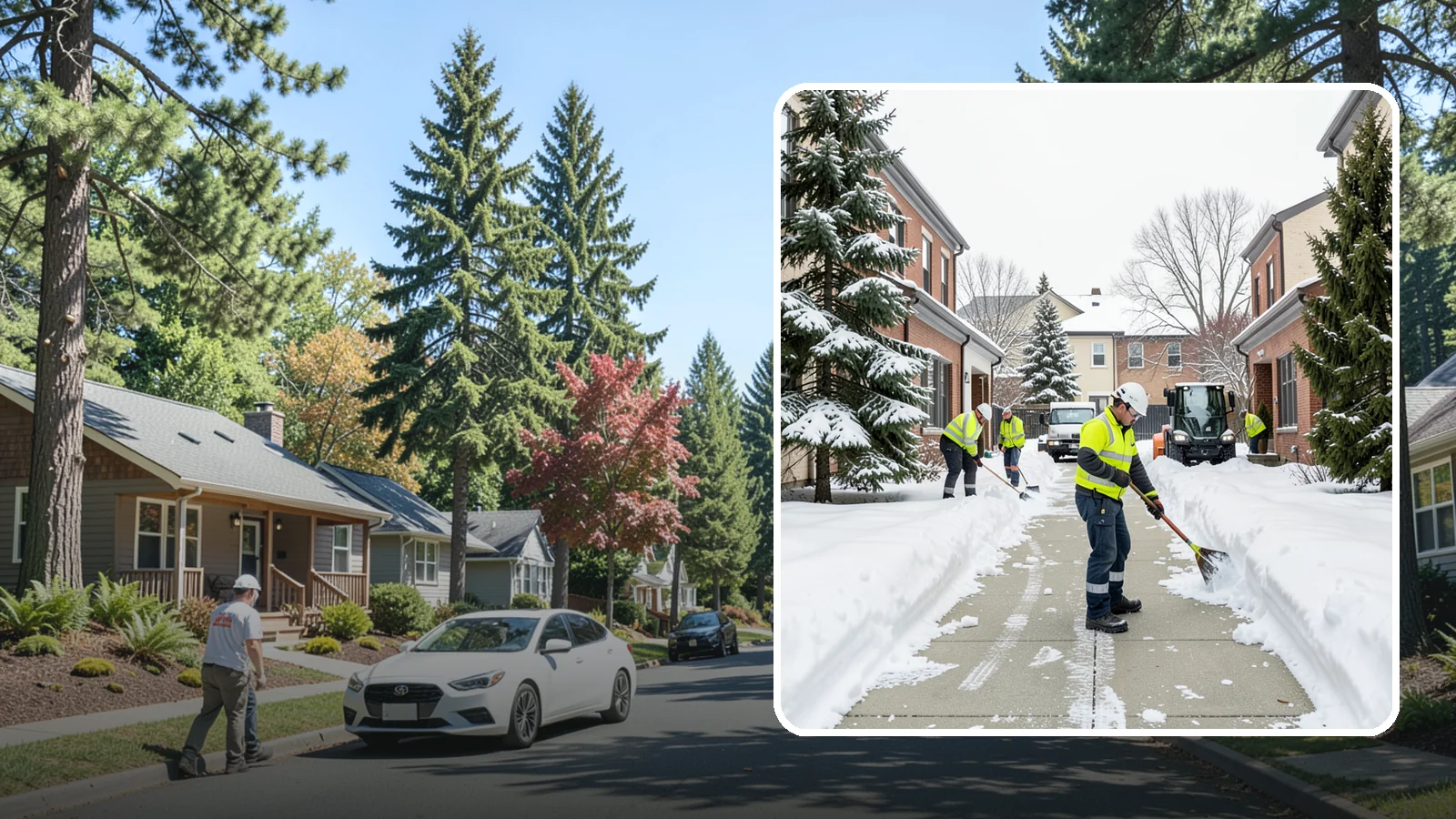 Courtyard Clearing in Orting, Pierce County, WA - Clearing of enclosed courtyards where snow gets trapped between buildings and lingers well past the first thaw.