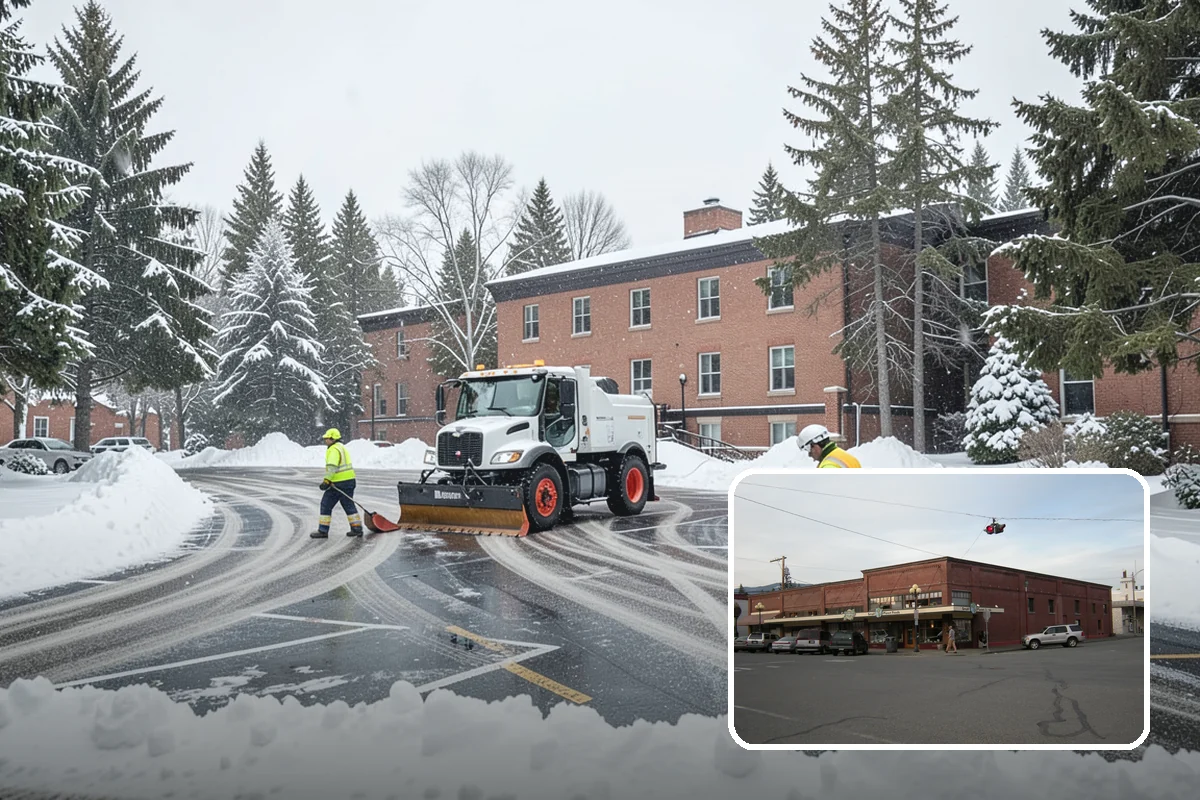 Courtyard Clearing in Sedro-Woolley, Skagit County, WA - Clears snow trapped in shaded, wind-blocked courtyards