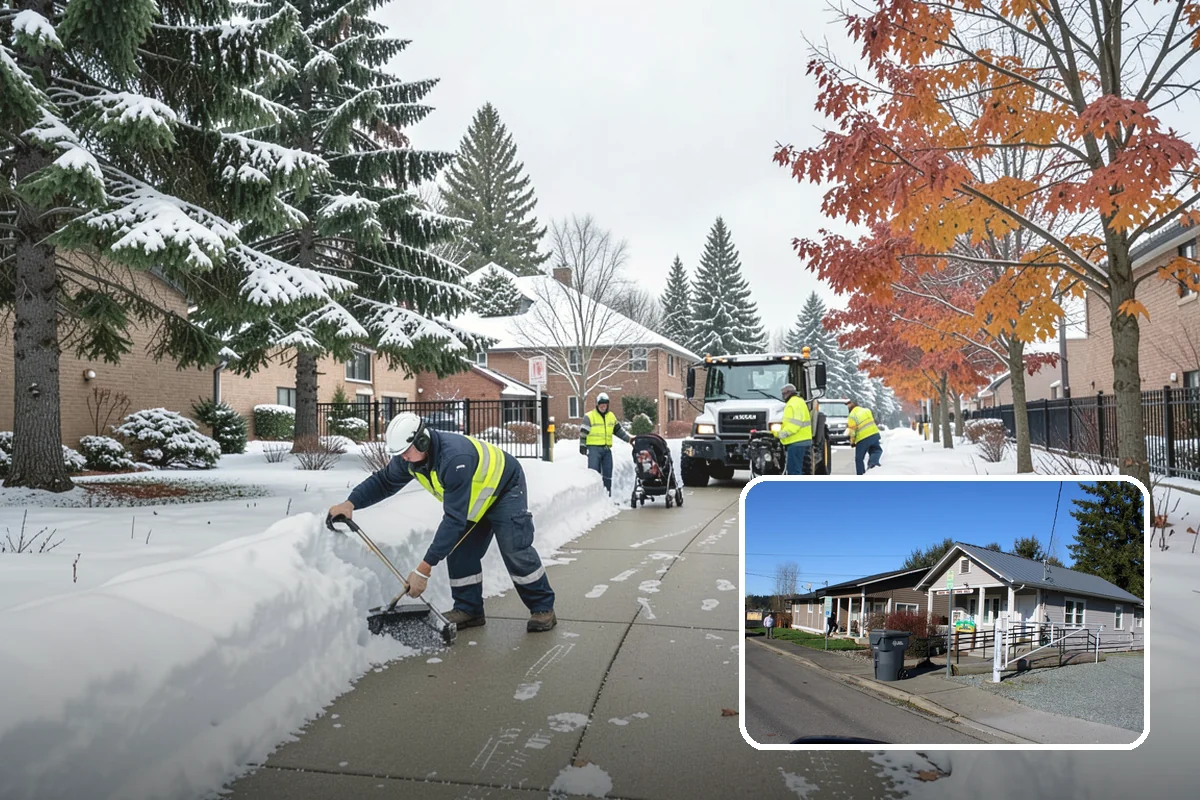 Courtyard Clearing in South Prairie, Pierce County, WA - Clears snow trapped in shaded, wind-blocked courtyards
