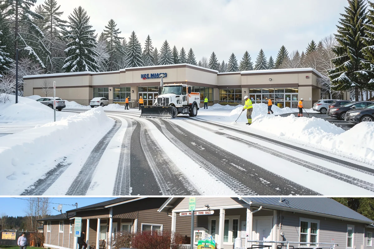 Courtyard Clearing in South Prairie, Pierce County, WA - Book courtyard clearing for each snow event of the lowland season, which runs roughly late November through February.