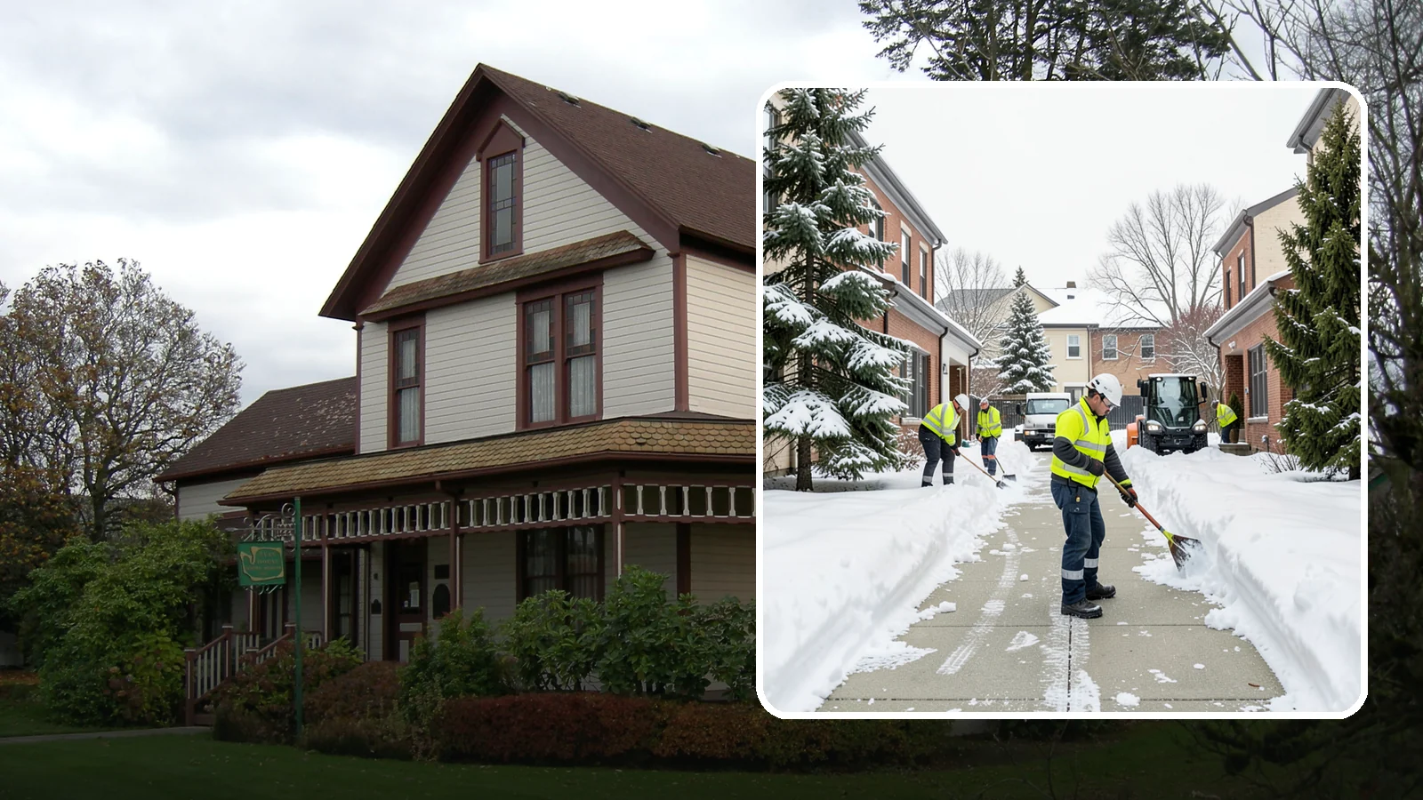 Courtyard Clearing in Sumner, Pierce County, WA - Clearing of enclosed courtyards where snow gets trapped between buildings and lingers well past the first thaw.