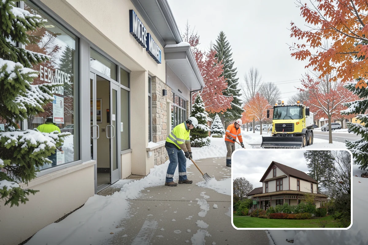 Courtyard Clearing in Sumner, Pierce County, WA - Clears snow trapped in shaded, wind-blocked courtyards