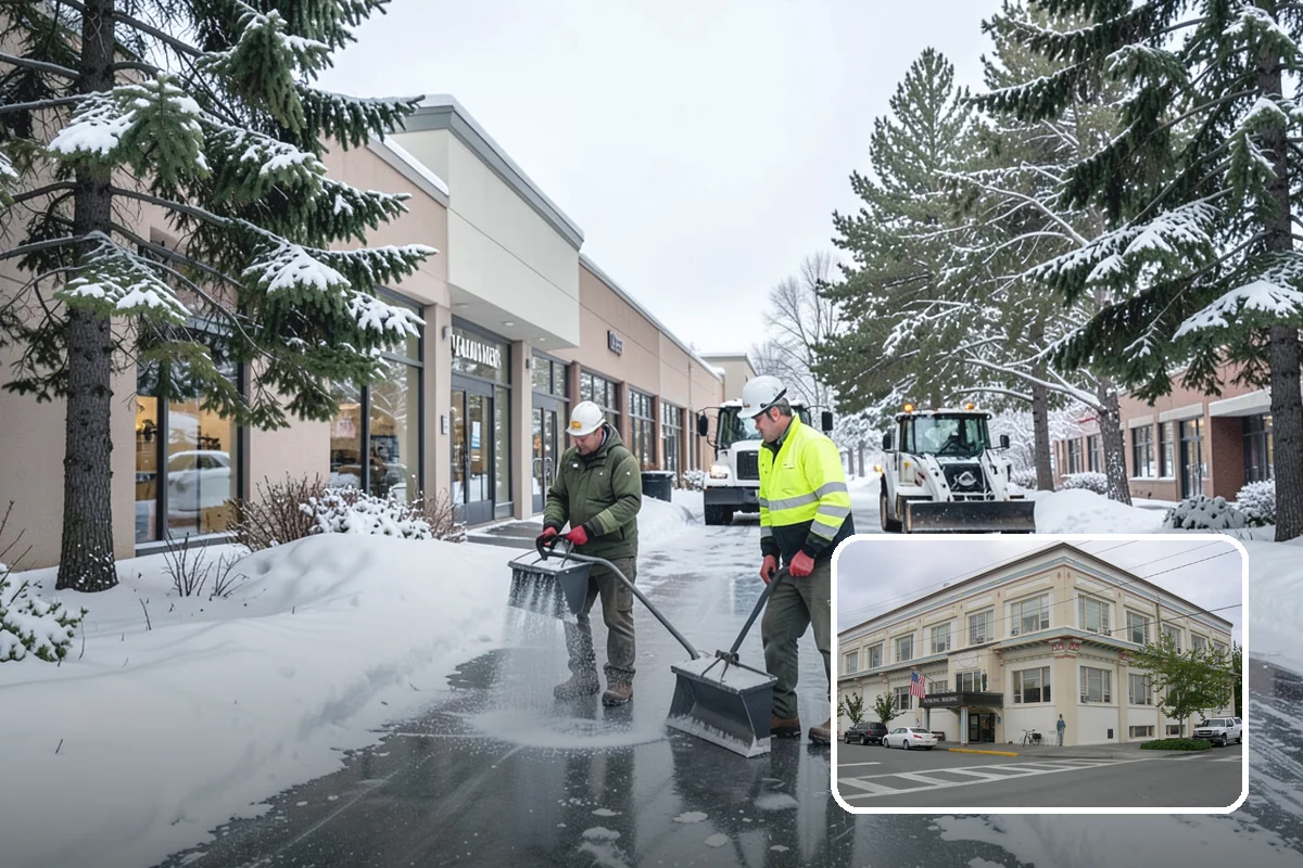 Courtyard Snow Removal in Anacortes, Skagit County, WA - Keeps interior courtyards crossable in winter