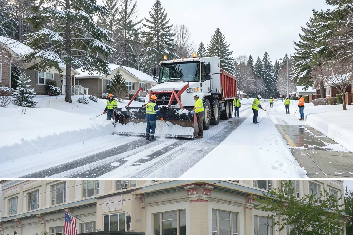 Courtyard Snow Removal in Anacortes, Skagit County, WA - Cleared after every snow event through the season since enclosed courtyards thaw slowly in our climate.