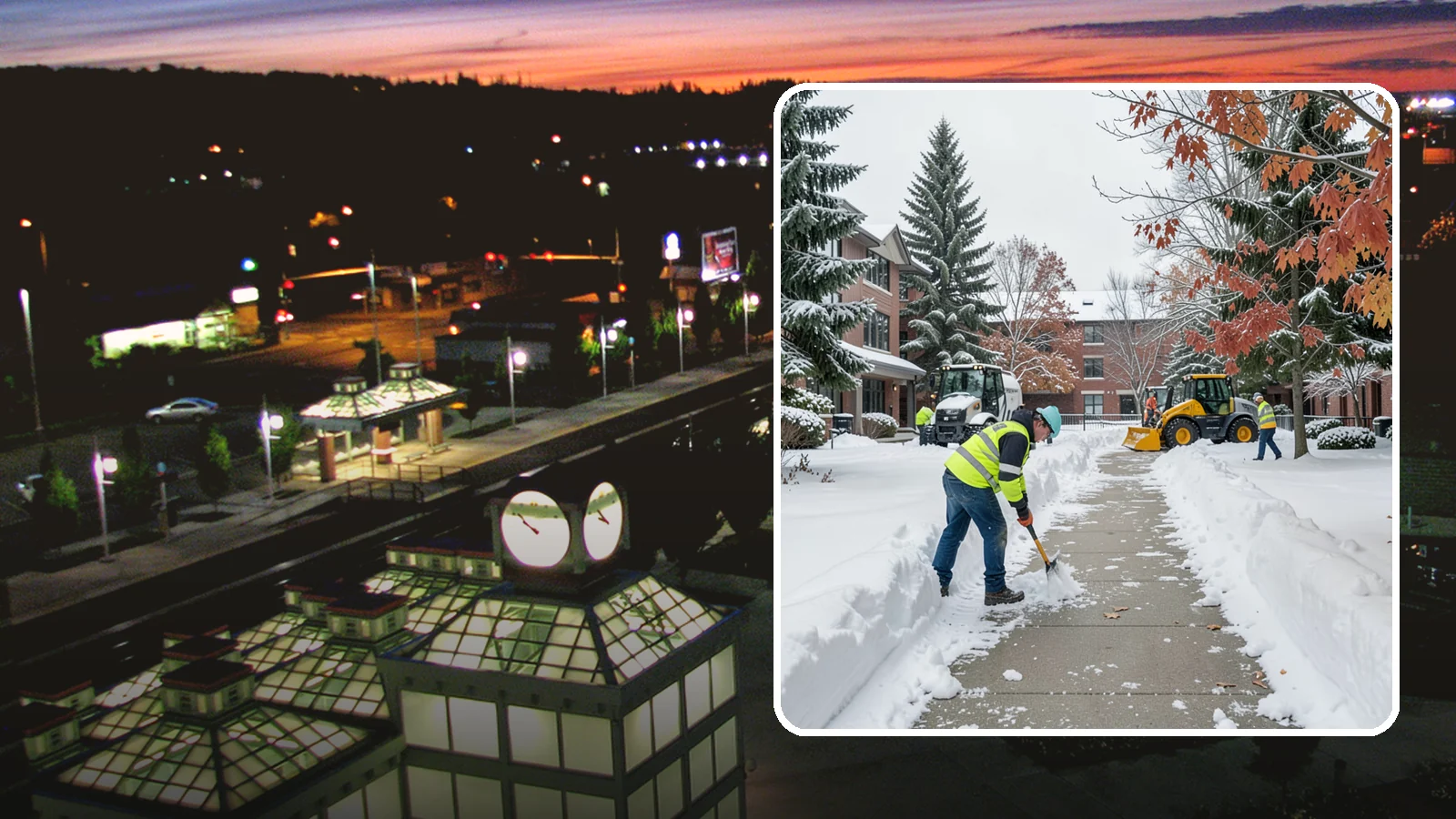 Courtyard Snow Removal in Auburn, King County, WA - We remove snow from enclosed courtyards and interior common areas so residents and staff can cross them safely in Western...