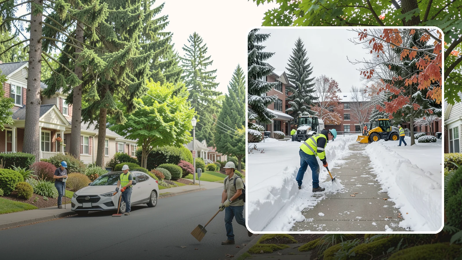 Courtyard Snow Removal in Beaux Arts Village, King County, WA - We remove snow from enclosed courtyards and interior common areas so residents and staff can cross them safely in Western...