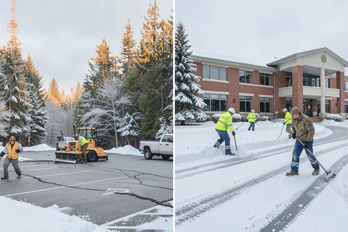 Courtyard Snow Removal in Bonney Lake, Pierce County, WA - Walk the courtyard paths, nodes, and passages