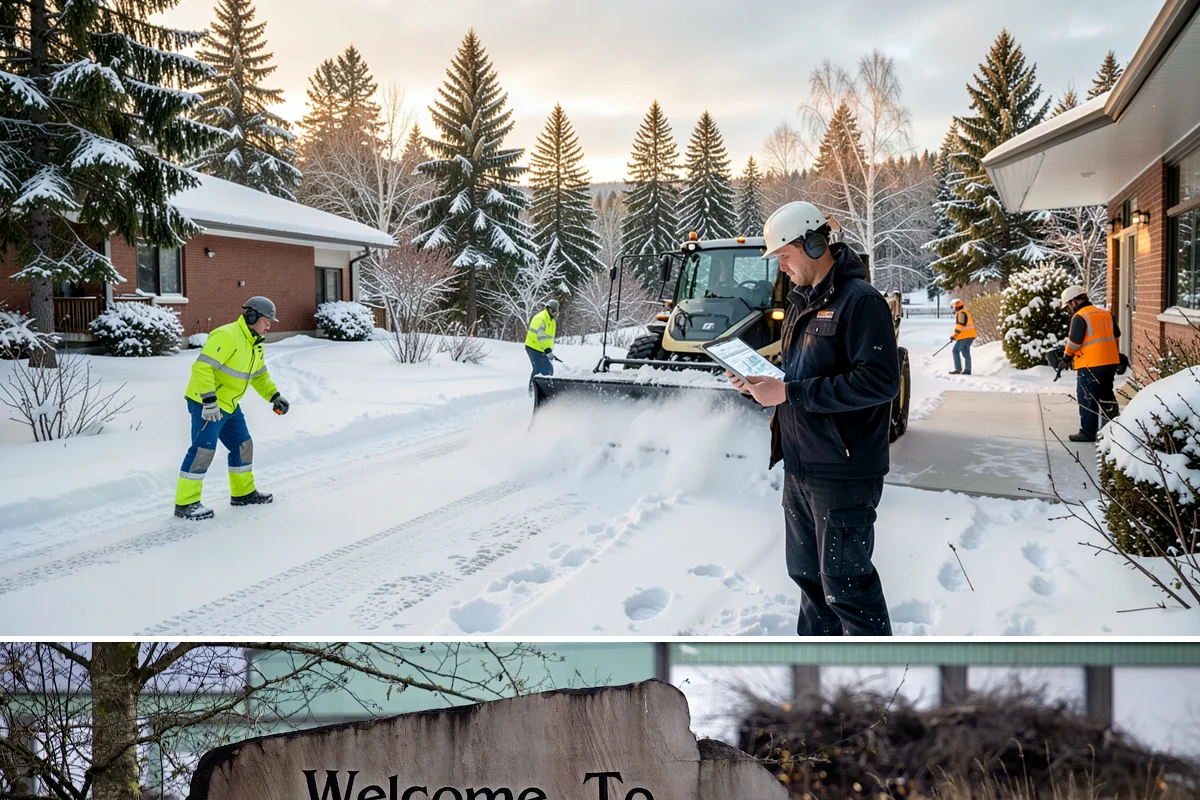Courtyard Snow Removal in Buckley, Pierce County, WA - Cleared after every snow event through the season since enclosed courtyards thaw slowly in our climate.