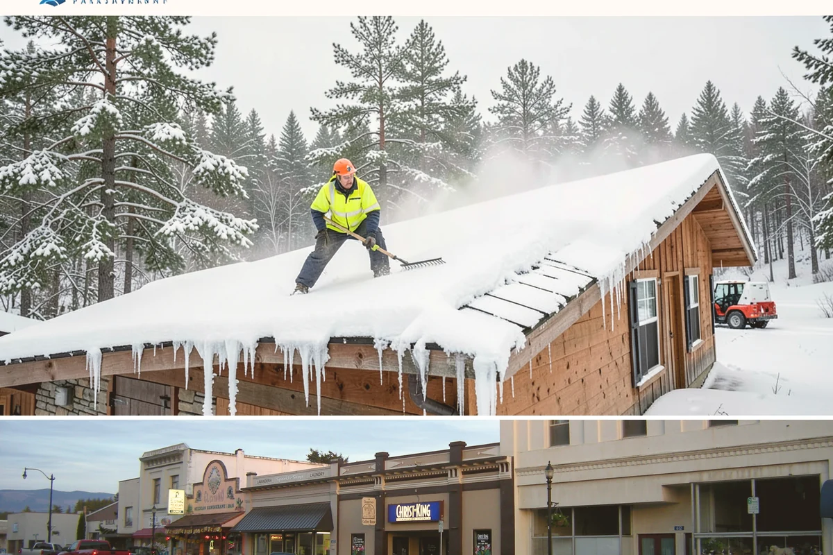 Courtyard Snow Removal in Burlington, Skagit County, WA - Cleared after every snow event through the season since enclosed courtyards thaw slowly in our climate.