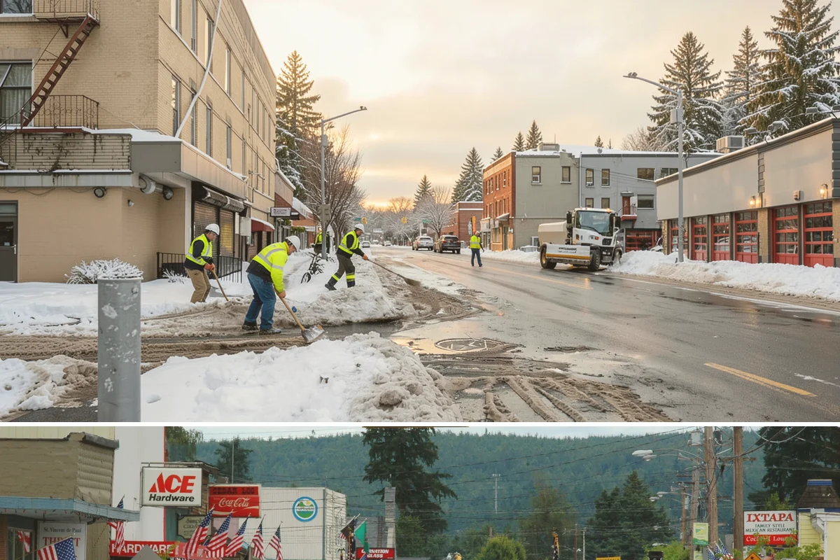 Courtyard Snow Removal in Carnation, King County, WA - Cleared after every snow event through the season since enclosed courtyards thaw slowly in our climate.