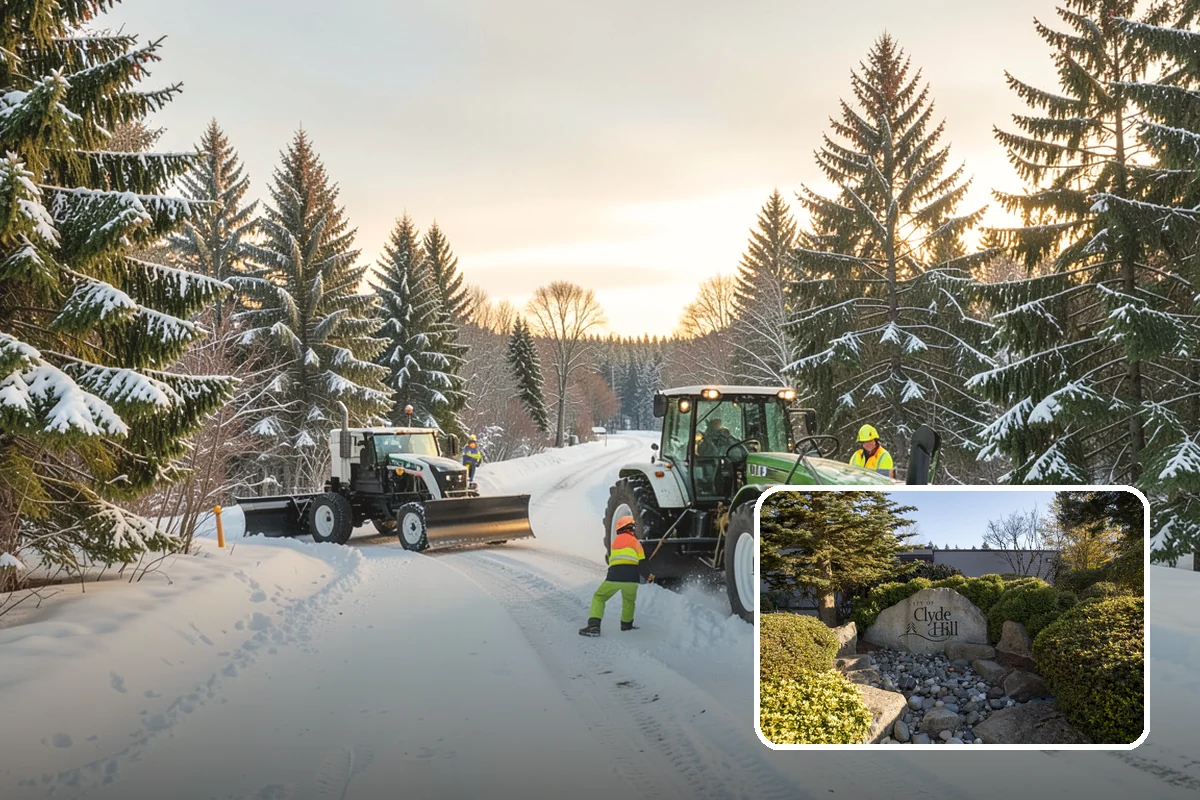 Courtyard Snow Removal in Clyde Hill, King County, WA - Keeps interior courtyards crossable in winter