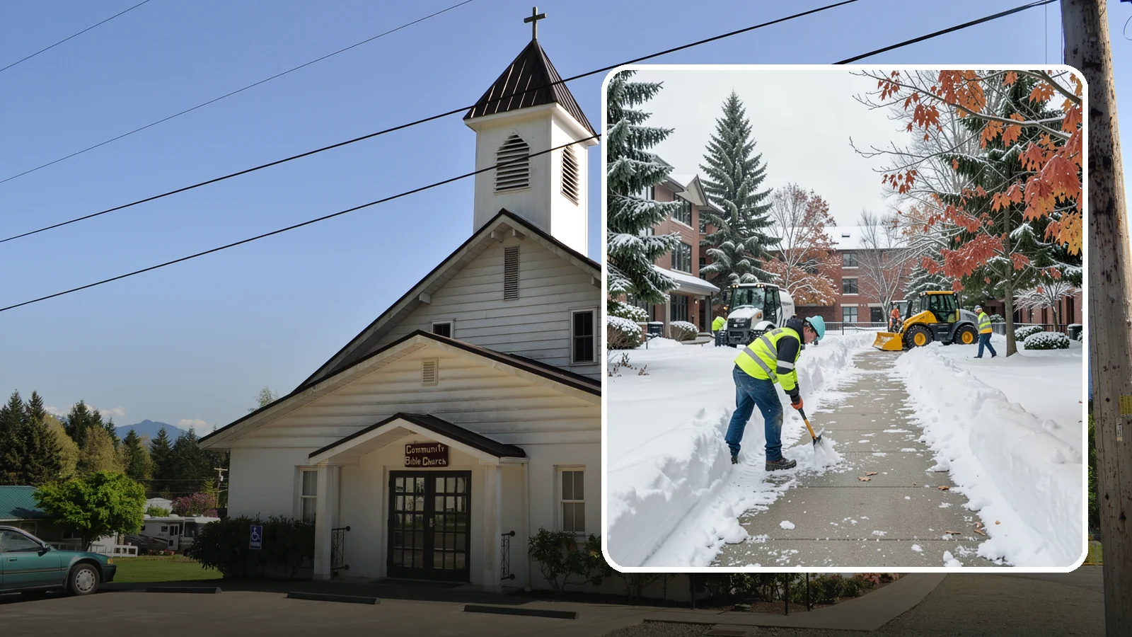 Courtyard Snow Removal in Concrete, Skagit County, WA - We remove snow from enclosed courtyards and interior common areas so residents and staff can cross them safely in Western...