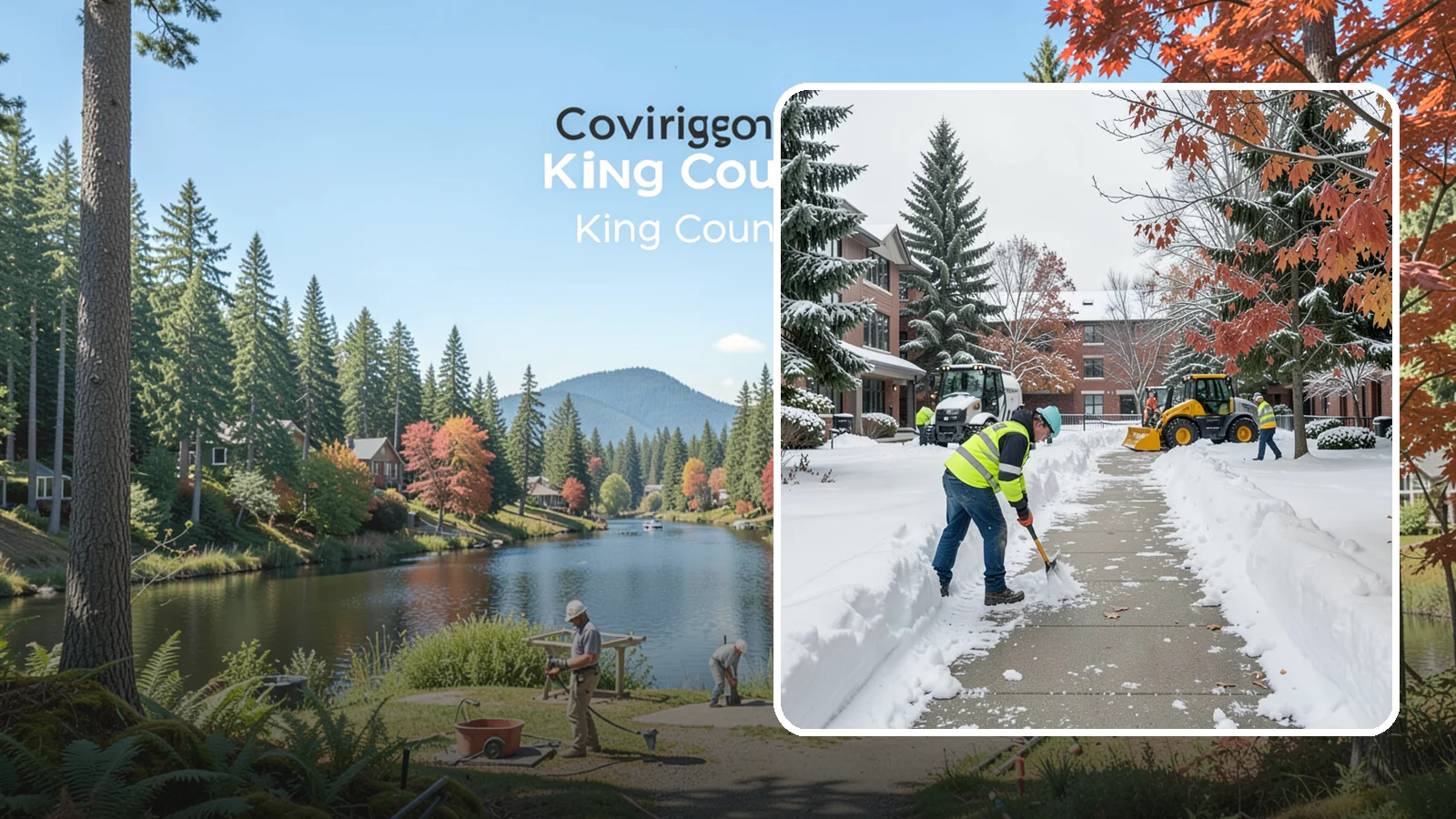 Courtyard Snow Removal in Covington, King County, WA - We remove snow from enclosed courtyards and interior common areas so residents and staff can cross them safely in Western...