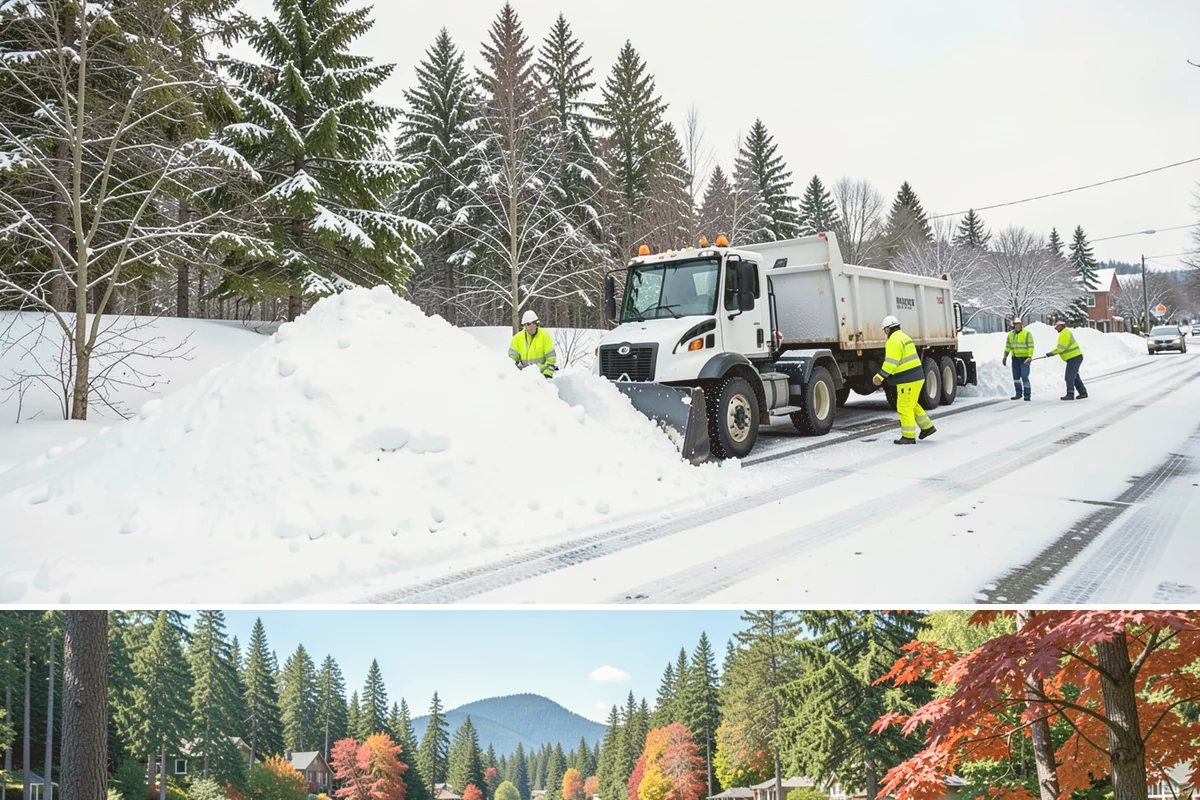 Courtyard Snow Removal in Covington, King County, WA - Cleared after every snow event through the season since enclosed courtyards thaw slowly in our climate.