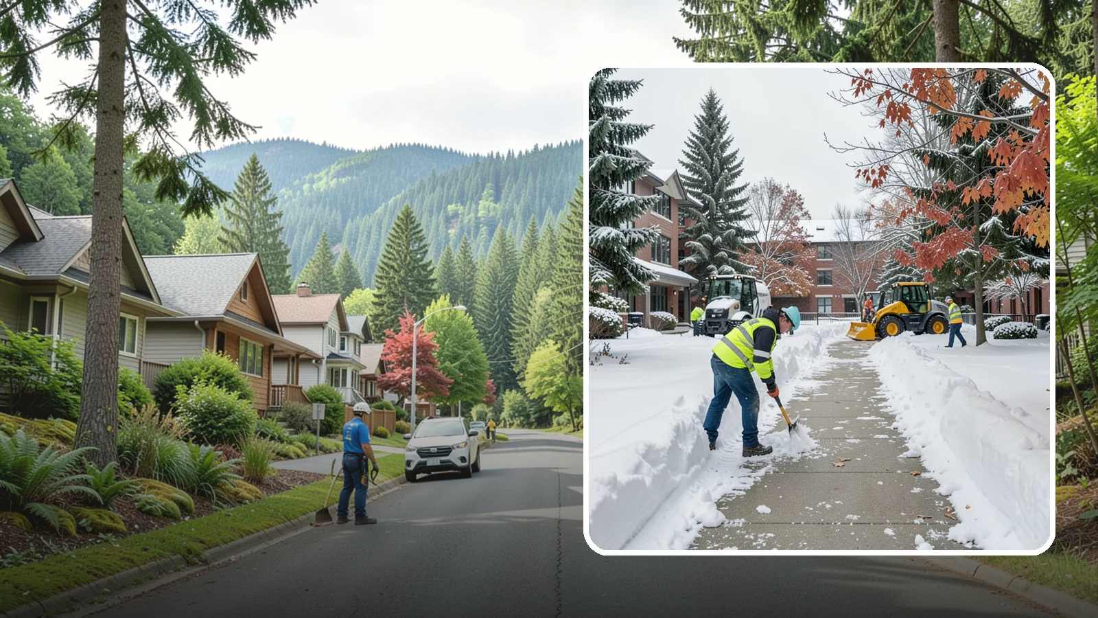 Courtyard Snow Removal in Darrington, Snohomish County, WA - We remove snow from enclosed courtyards and interior common areas so residents and staff can cross them safely in Western...