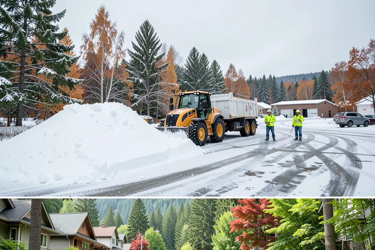Courtyard Snow Removal in Darrington, Snohomish County, WA - Cleared after every snow event through the season since enclosed courtyards thaw slowly in our climate.
