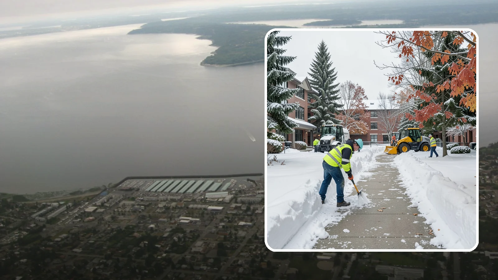Courtyard Snow Removal in Des Moines, King County, WA - We remove snow from enclosed courtyards and interior common areas so residents and staff can cross them safely in Western...