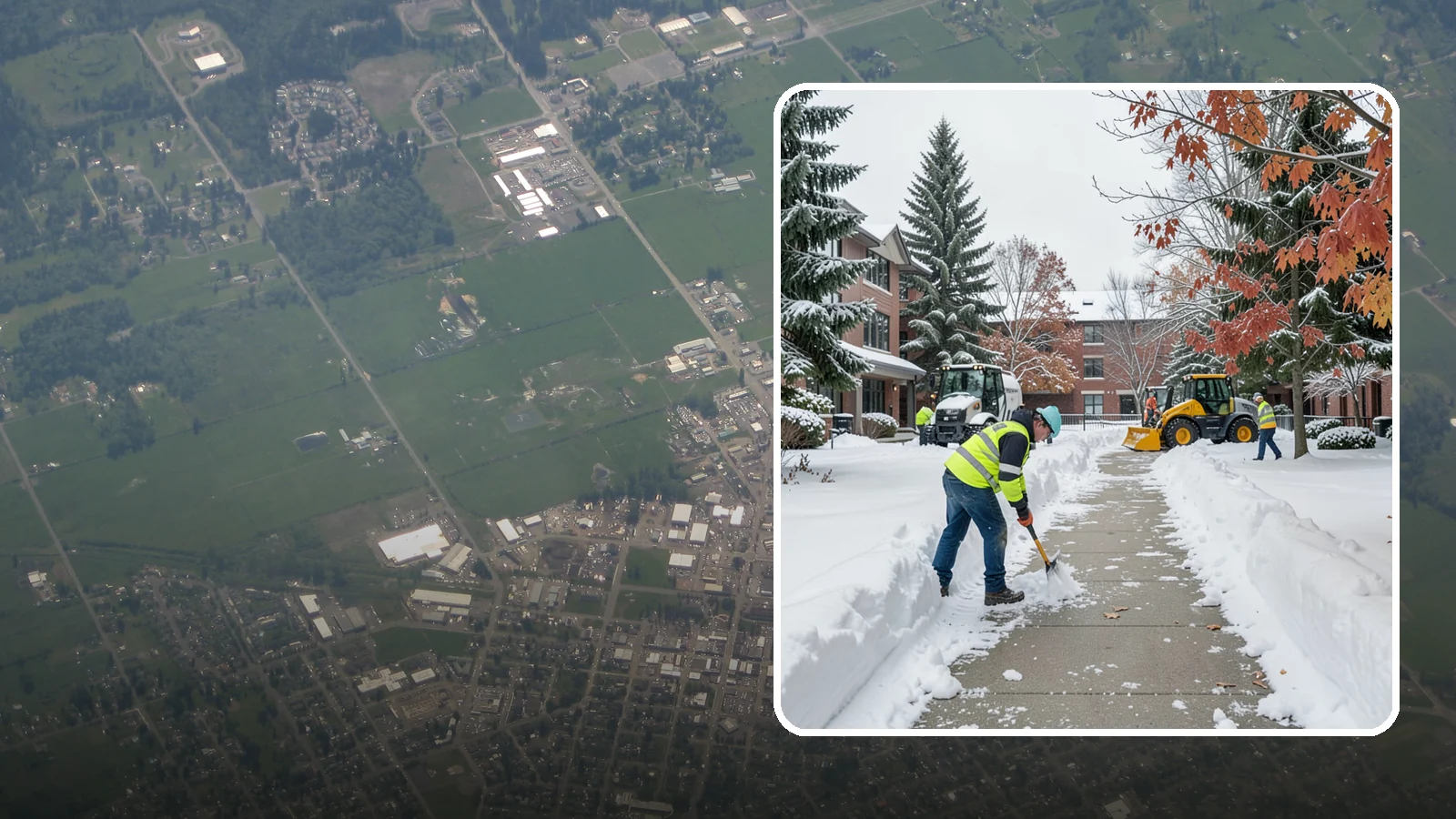 Courtyard Snow Removal in Enumclaw, King County, WA - We remove snow from enclosed courtyards and interior common areas so residents and staff can cross them safely in Western...