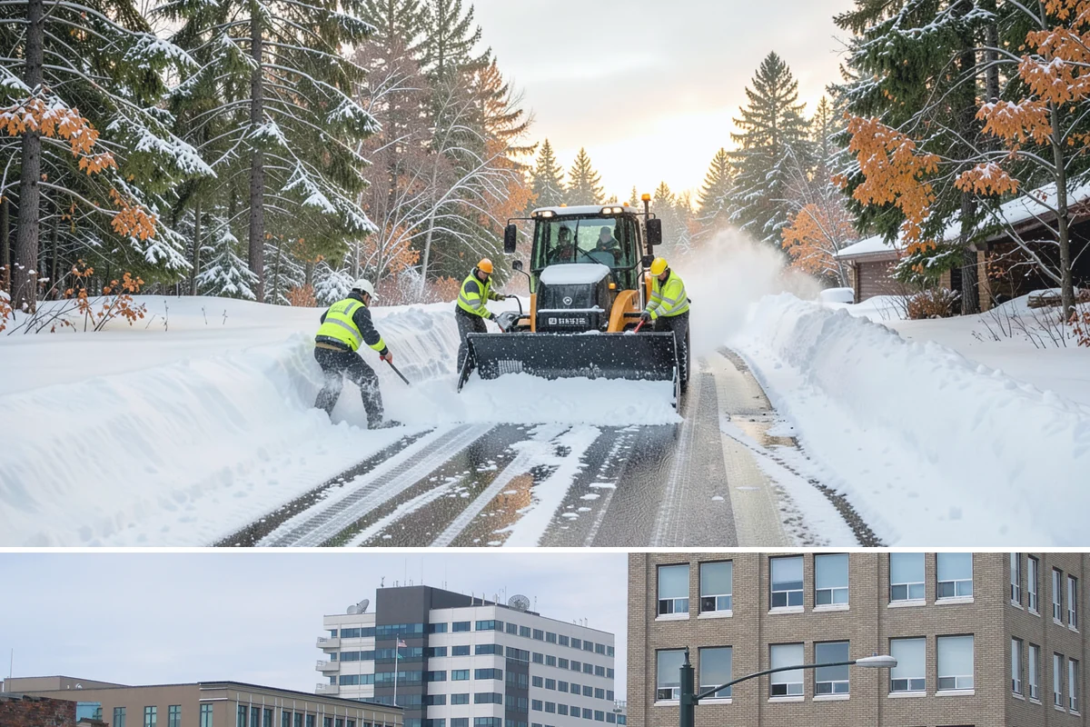 Courtyard Snow Removal in Everett, Snohomish County, WA - Cleared after every snow event through the season since enclosed courtyards thaw slowly in our climate.