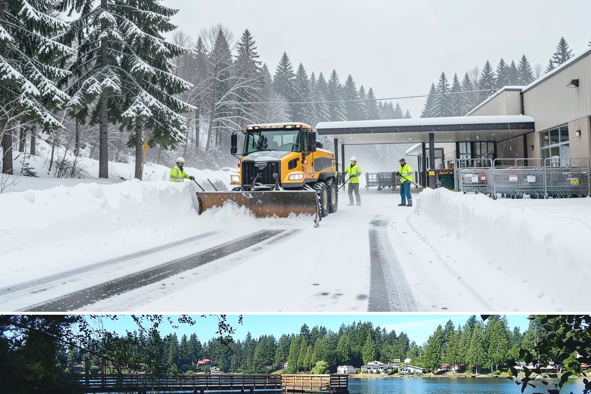 Courtyard Snow Removal in Federal Way, King County, WA - Cleared after every snow event through the season since enclosed courtyards thaw slowly in our climate.